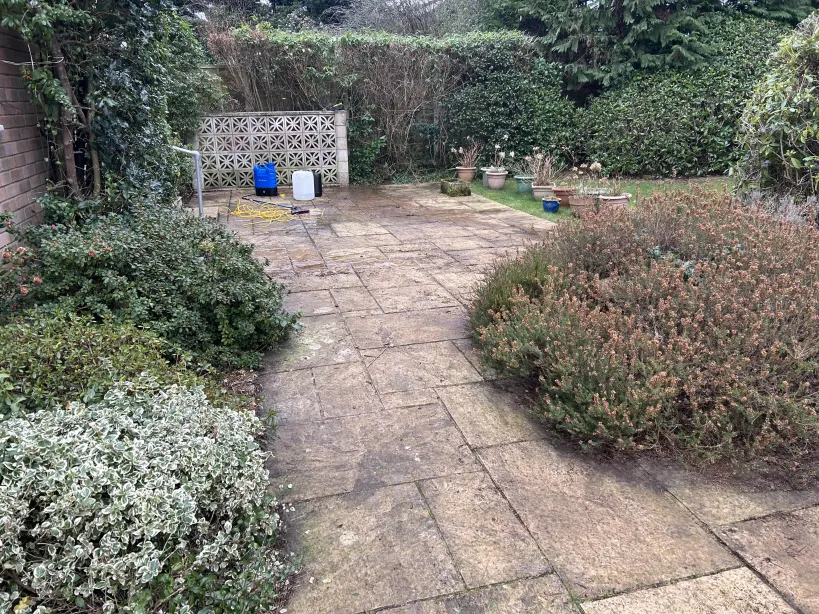 Patio before cleaning